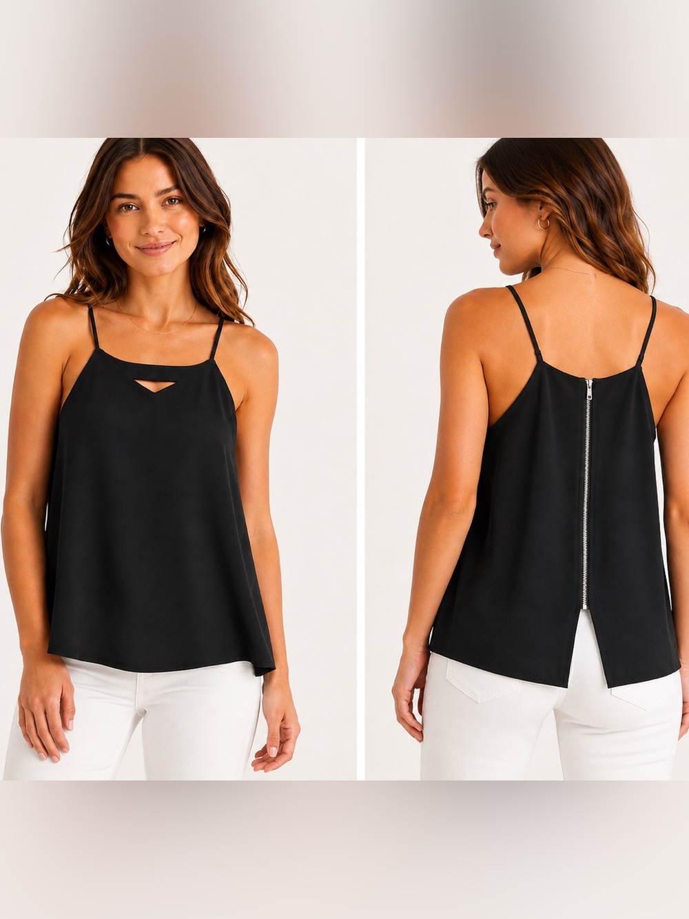 Great Condition! Black Strappy Women’s Top With a zipper up the back- Size Large